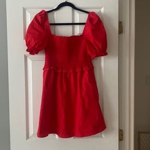French Connection Smocked Puff Sleeve Dress